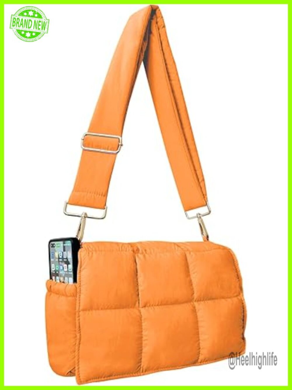 Quilted Puffer Crossbody Bag Lightweight Nylon Travel Handbag